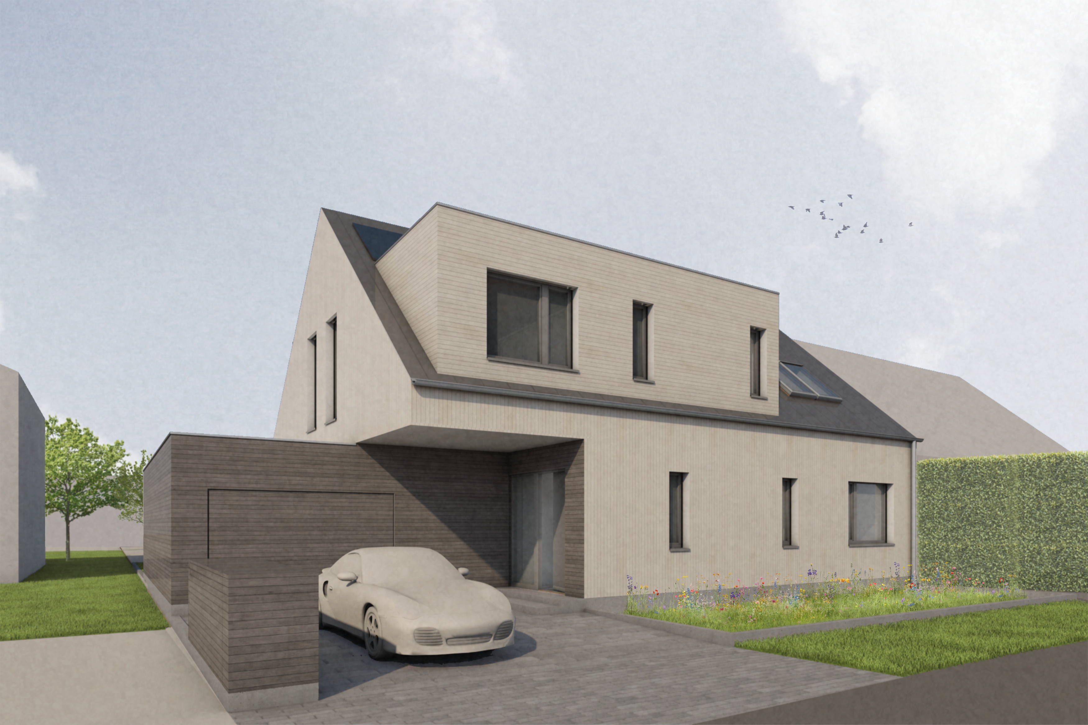 Doppelhaushälfte in Holz in Leipzig – Baustellenführung (Foto: © Unnewehr Packbauer Architekten)